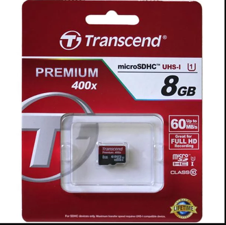 Transcend 8GB (UHS-I, class 10, без адаптера, Premium)