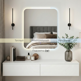 Мансарда с LED- подсветкой сенсорное, прямоугольное 50х60 см 5061-Zm1